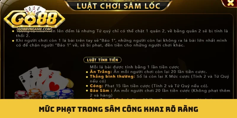 Mức phạt trong sâm công khai rõ ràng