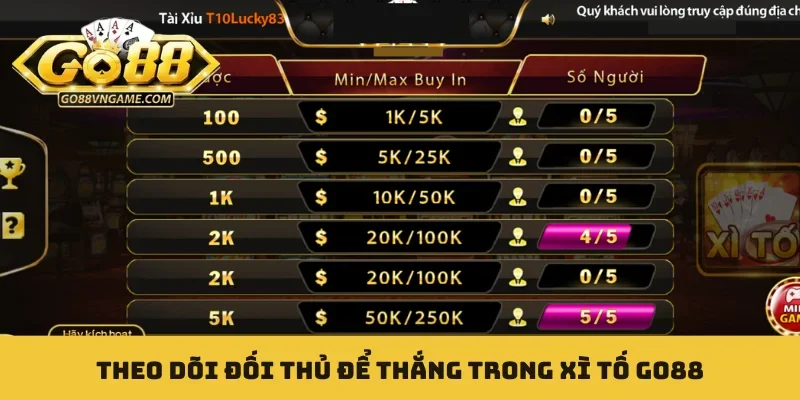 Theo dõi đối thủ để thắng trong xì tố GO88